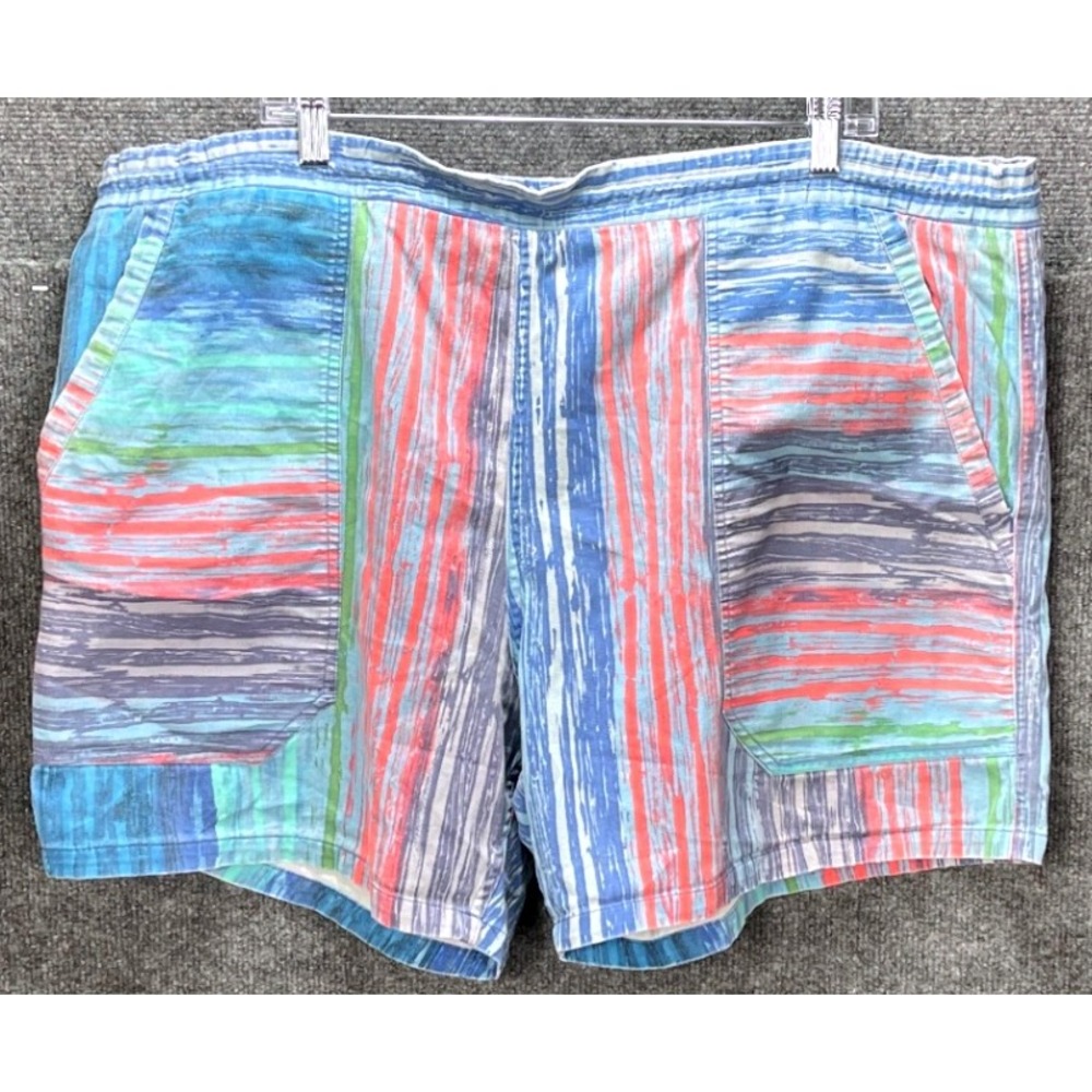 Vintage Jams Colorful Striped Swim Trunks Shorts Drawstring Waist Casual XL